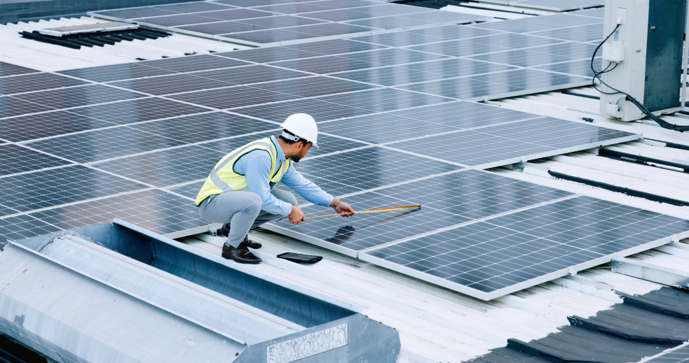 Engineer inspecting a panel
